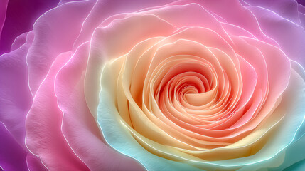 Vibrant Close-Up of Multicolored Rose Petals in Soft Pastel Shad