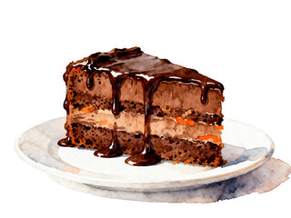 Decadent slice of chocolate cake: A mouthwatering slice of layered chocolate cake with rich frosting and a decadent chocolate ganache topping. It's the perfect treat for any occasion.