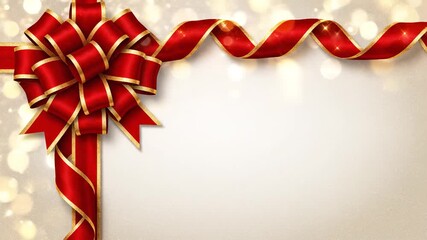 Animated red and gold christmas gift ribbon bow - Powered by Adobe