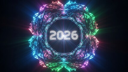 glowing neon sign in the night, 2026, 2025 to 2026, happy new year 