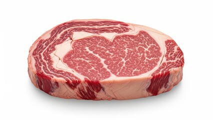 Marbled wagyu beef steak cut on white background