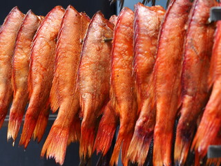 SMOKING FISH FOOD TROUT SMOKEHOUSE © LookLook