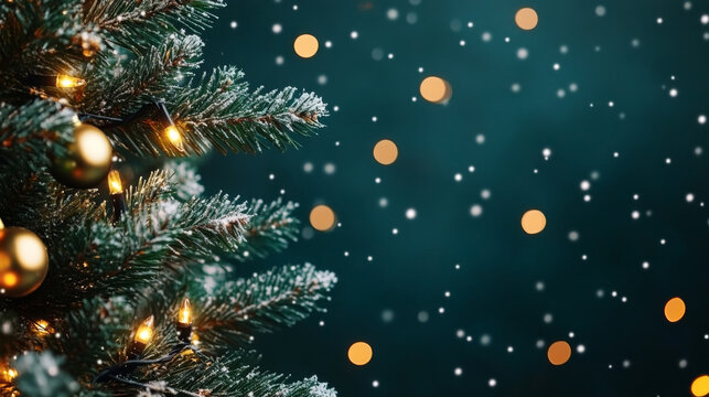 Warm and glowing christmas tree lights with festive atmosphere for holiday design