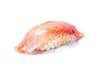 Sushi Delight: A mouthwatering piece of sushi features a glistening slice of fresh fish artfully draped over a bed of perfectly seasoned rice. a celebration of culinary artistry