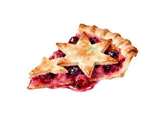 Delicious Slice of Berry Pie: A mouthwatering slice of berry pie, adorned with golden pastry stars, showcases a delicious treat. It's a sweet indulgence.