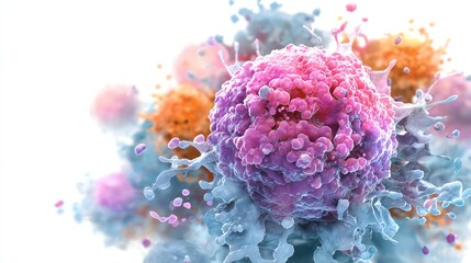Image of advanced cancer immunotherapy treatment, isolate white background