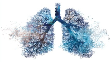 Image of AI-powered medical imaging for lung disease, isolate white background