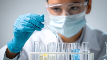 Lab scientist developing antiviral drugs for influenza, isolate white background