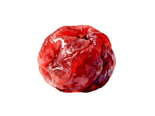 Vibrant Dried Fruit: An up-close view reveals a beautifully captured image of a single piece of dried fruit, boasting a glossy texture and a rich, inviting red hue.