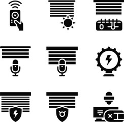 Smart Home Technology Icons with Blinds and Controls