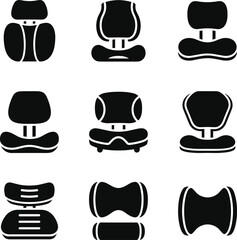 Various Child Car Seat Icons in Black and White booster seat