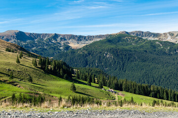 Mountain landscape in the Southern Carpathians along the Transalpina route, Romania