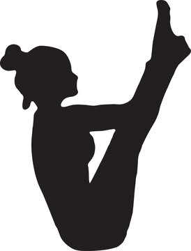 Silhouette of Woman Doing Yoga Boat Pose (Paripurna Navasana)