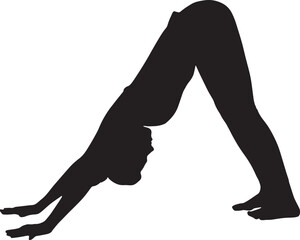 Silhouette of Woman Doing Downward Facing Dog Yoga Pose (Adho Mukha Svanasana)