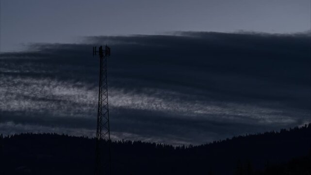 Cell Tower Sunrise With Dawn Clouds Timelapse