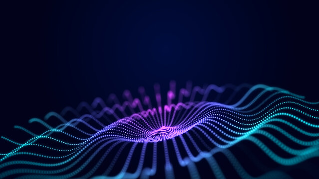 Digital waveform in the form of a jellyfish. 3D data transfer. Illustration.
