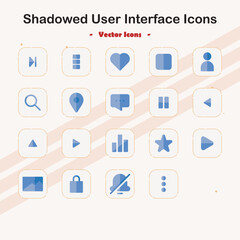 Collection of Shadowed User Interface Icons for Digital Applications