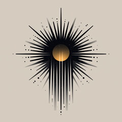 Wall Art stylized sun pattern design with simple lines and creative logo isometric style