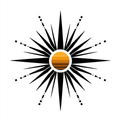 Wall Art Modern Stylized Sun Pattern with Simple Lines for Creative Design Projects