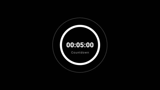 Circle countdown timer one minute animation from 30 to 0 second animation  with alpha channel