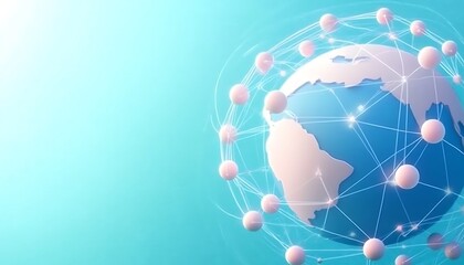 Network connection around earth planet concept for global digital communications