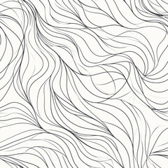 Fototapeta premium Elegant abstract minimalist line art pattern in monochrome tones, clean geometric rhythm, continuous flowing lines, modern vector style, ideal for branding, packaging, and contemporary decor