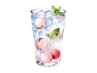 Lychee Delight: A refreshing lychee drink, adorned with ice, mint and lychees, evokes a sense of coolness and tropical indulgence. © bao