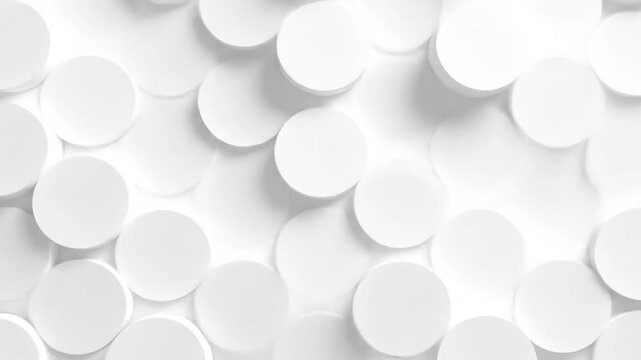 A textured, minimalist composition of overlapping white circles and subtle shadows, on a white background