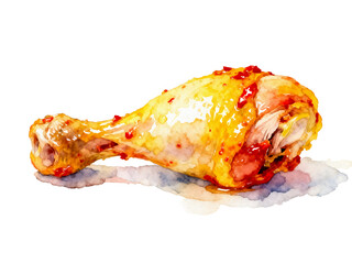 Golden Chicken Leg: A beautifully illustrated chicken leg, glistening with flavorful spices and herbs, ready to be enjoyed as a culinary delight.