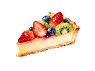 Sweet Slice of Heaven: A delectable slice of fruit tart, showcasing vibrant, fresh fruit on a golden, flaky crust, a delightful indulgence and a feast for the eyes.