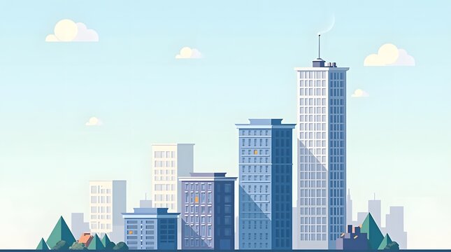 Illustration of skyscraper transforming into bar chart, property growth concept