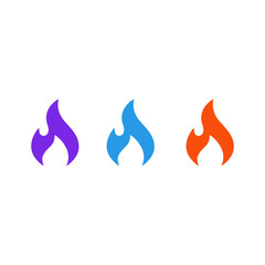 Different flame colors icon logo flat vector design