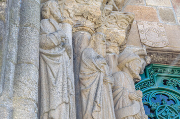 Obraz premium Facade detail of the Church of San Martin in Noya, Galicia, Spain