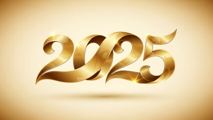 Elegant golden 2025 year number with sparkle and shine