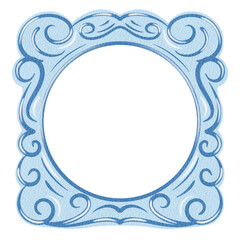 Elegant Decorative Square Frame Vintage Ornate Blue Frame.  Blue Border Vintage Frame.