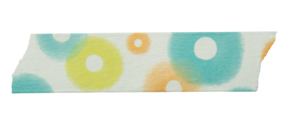Ripped torn paper adhesive colorful dot pattern masking tape on transparent background, washi tape design element