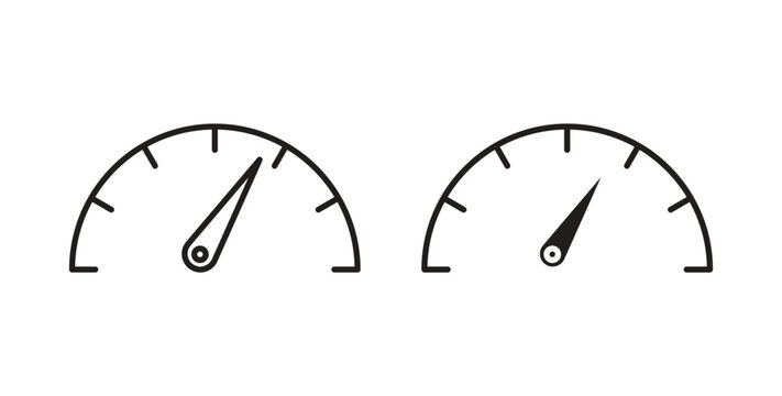 Speedometer icons set isolated on white background flat vector illustration.