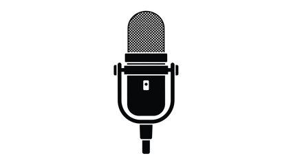 Simple black and white illustration of a classic studio recording microphone
