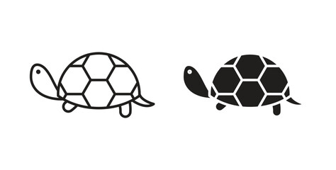 Fototapeta premium Tortoise icons set isolated on white background flat vector illustration.