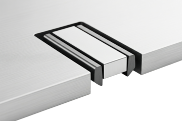 Metal profile connection detail with rubber expansion seal isolated with transparent background