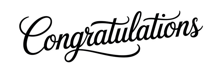 Congratulations calligraphy text displays a celebratory greeting.