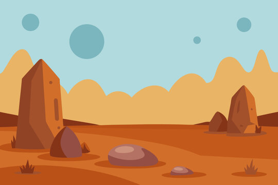 Golem valley stones cartoon background simple vector illustration