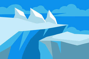 Simple glacier cliffs cartoon background simple vector illustration