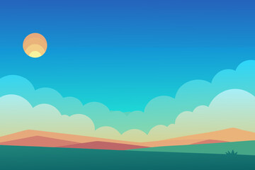 Clean gradient sky scene cartoon background simple vector illustration