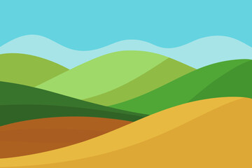Two tone rolling hills cartoon background simple vector illustration