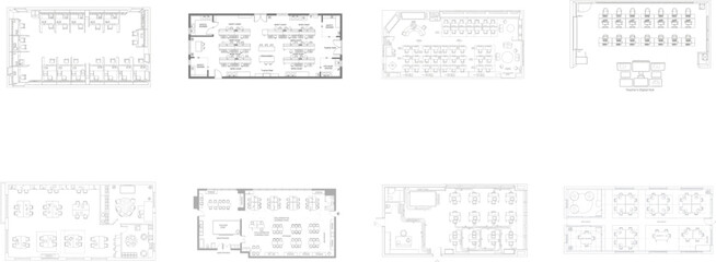 Office Floor Plan Layouts With Desks And Seating Arrangements