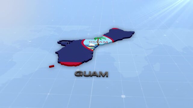 Guam Geographic Map and Flag Animated Motion Graphic Background | Guam Map Animation