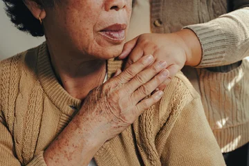 Fotobehang Muziek Caring hands offering emotional support to an elderly person. Showing tenderness, love, and protection in an intergenerational connection  © amnaj