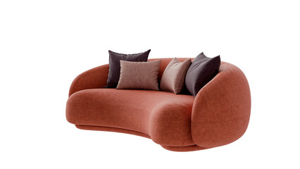 Isolated textile couch on an isolated background. Furniture for collages, graphics designs, and presentations.

