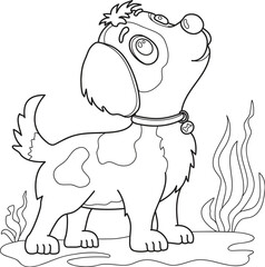 Little puppy vector, outline drawing on a white background, coloring page